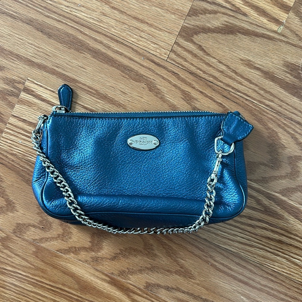 COACH Blue Leather Wristlet